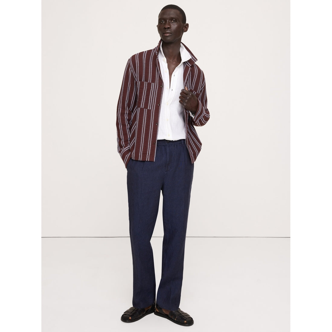 Men's Straight Linen Pull-On Dress Pant