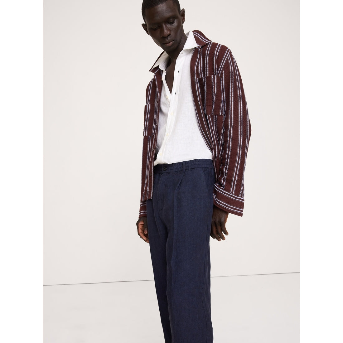 Men's Straight Linen Pull-On Dress Pant