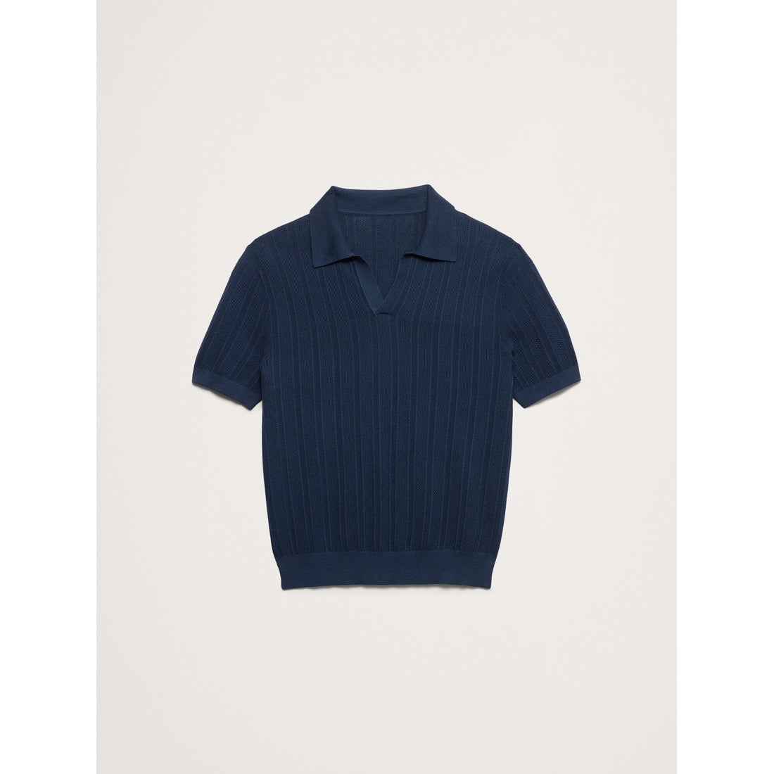 Men's Textured Cotton Stripe Sweater Polo Shirt