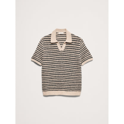 Men's Textured Stripe Sweater Polo Shirt