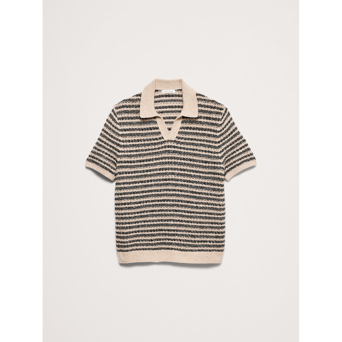 Men's Textured Stripe Sweater Polo Shirt
