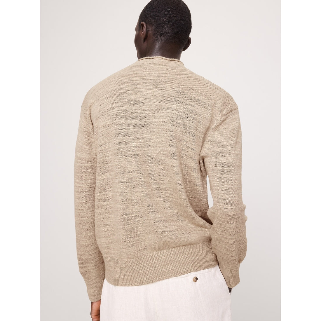 Men's Linen-Cotton Slub Roll-Neck Sweater