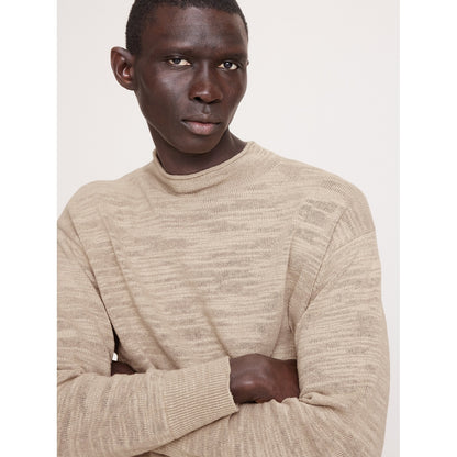 Men's Linen-Cotton Slub Roll-Neck Sweater