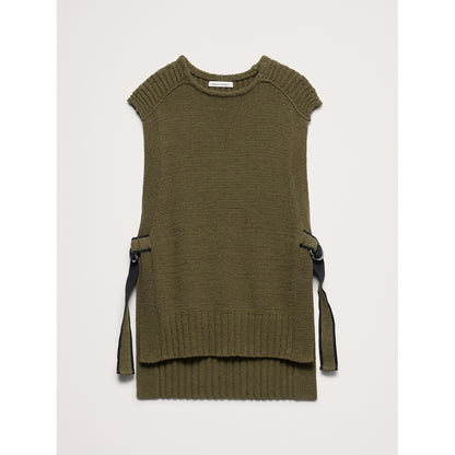 Women's Chunky Cotton-Blend Sweater Vest With Open Sides