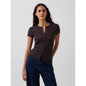 Women's Modern Rib Button-Front Crew T-Shirt