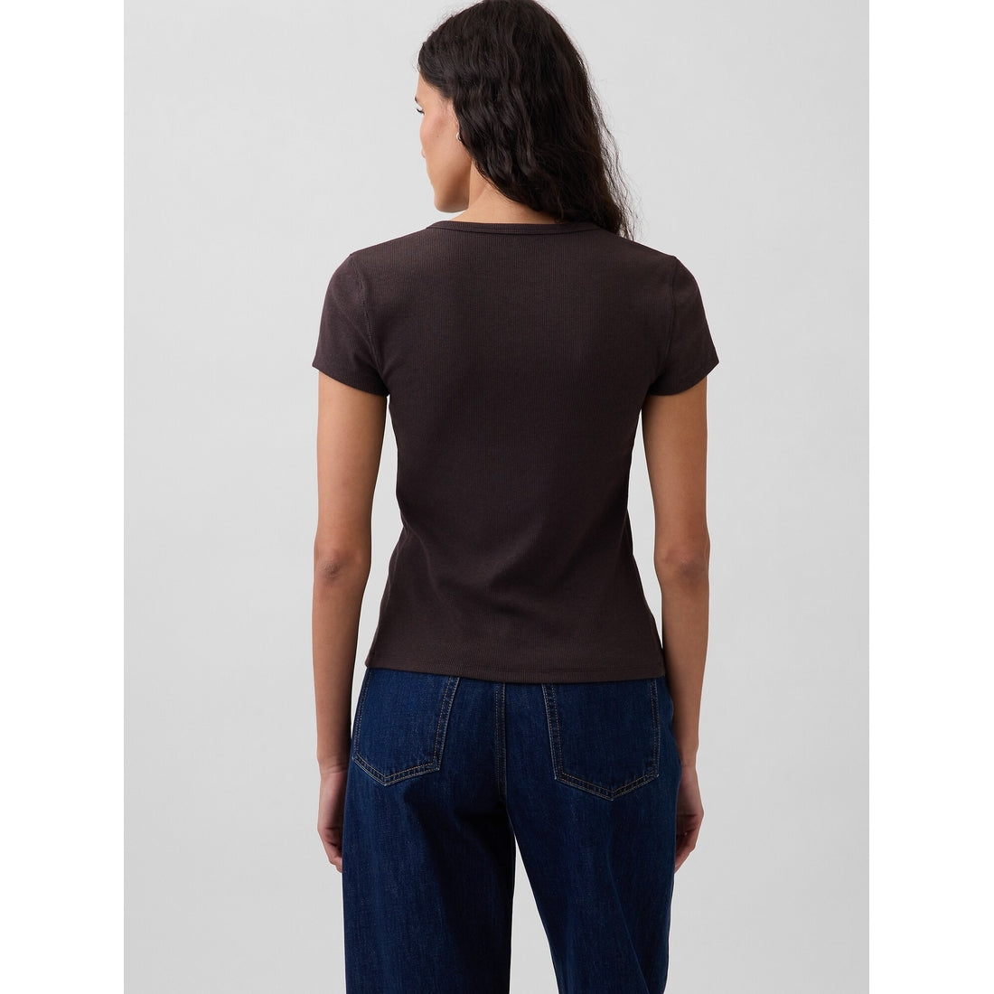 Women's Modern Rib Button-Front Crew T-Shirt
