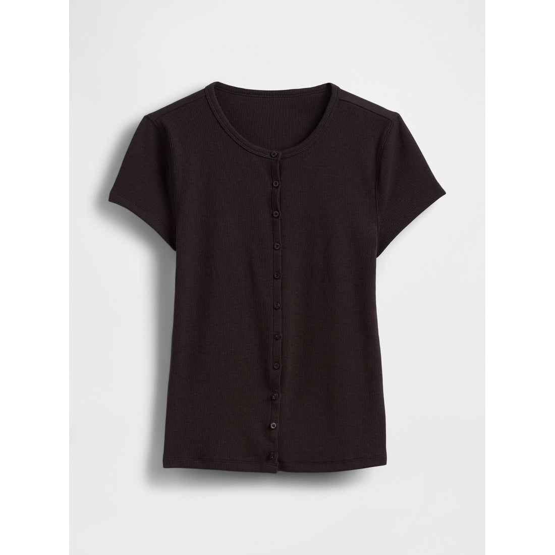 Women's Modern Rib Button-Front Crew T-Shirt