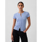 Women's Modern Rib Button-Front Crew T-Shirt