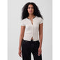 Women's Modern Rib Button-Front Crew T-Shirt