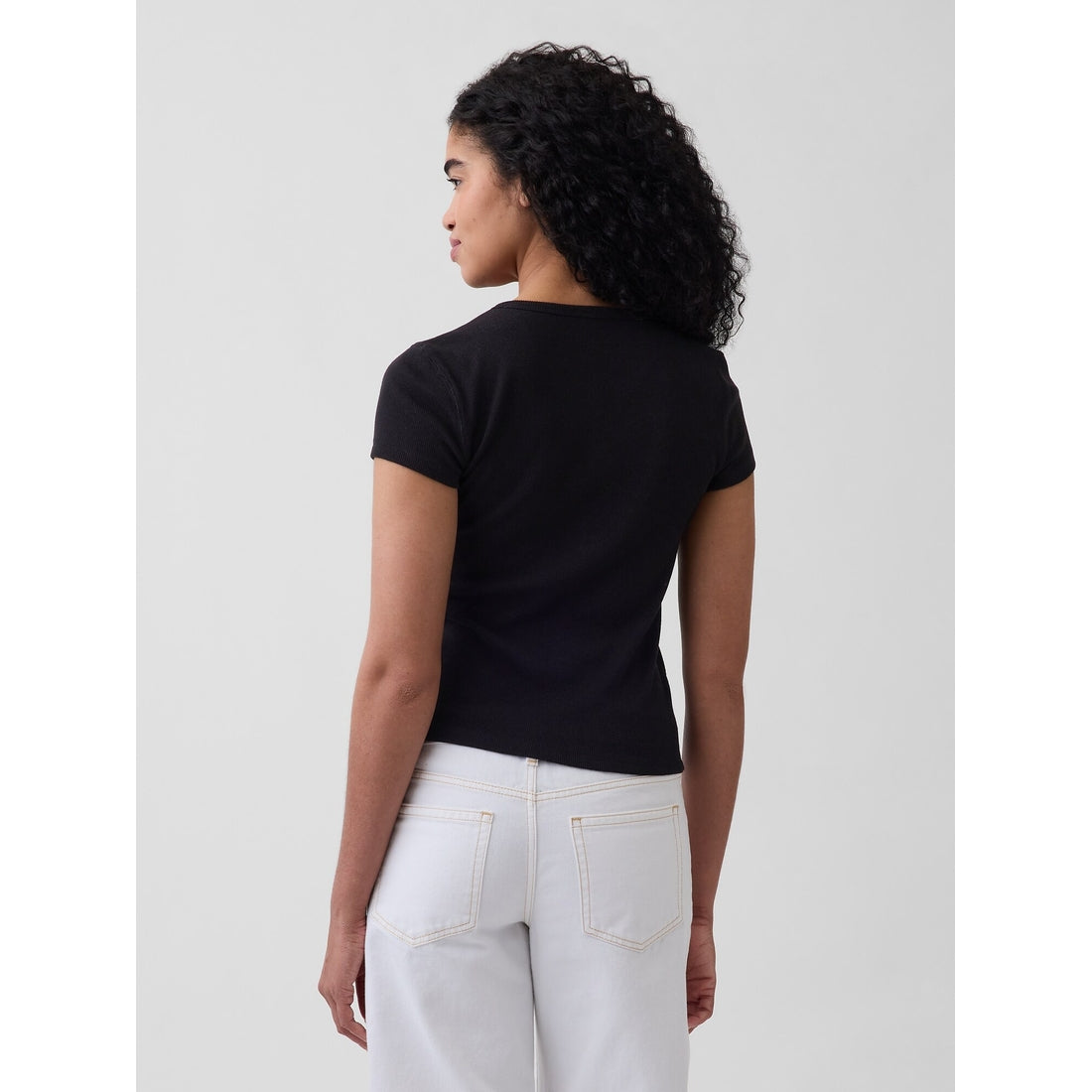 Women's Modern Rib Button-Front Crew T-Shirt