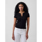 Women's Modern Rib Button-Front Crew T-Shirt