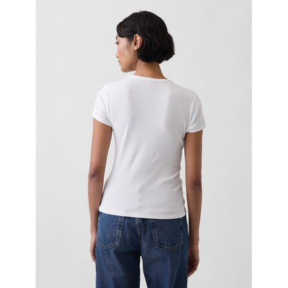 Women's Modern Rib Button-Front Crew T-Shirt