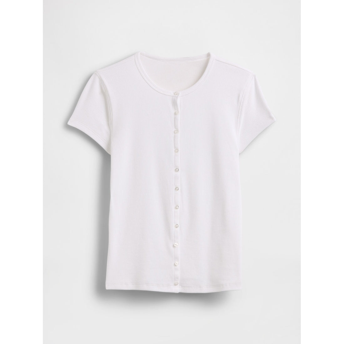 Women's Modern Rib Button-Front Crew T-Shirt