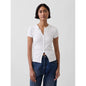 Women's Modern Rib Button-Front Crew T-Shirt