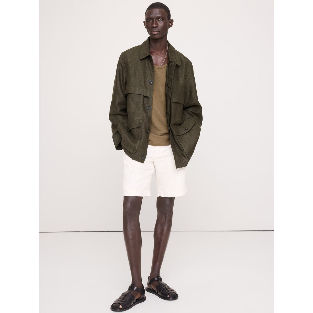 Men's Linen Canvas Utility Jacket