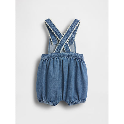 Toddler Denim Stripe Bear Pocket Bubble Overalls