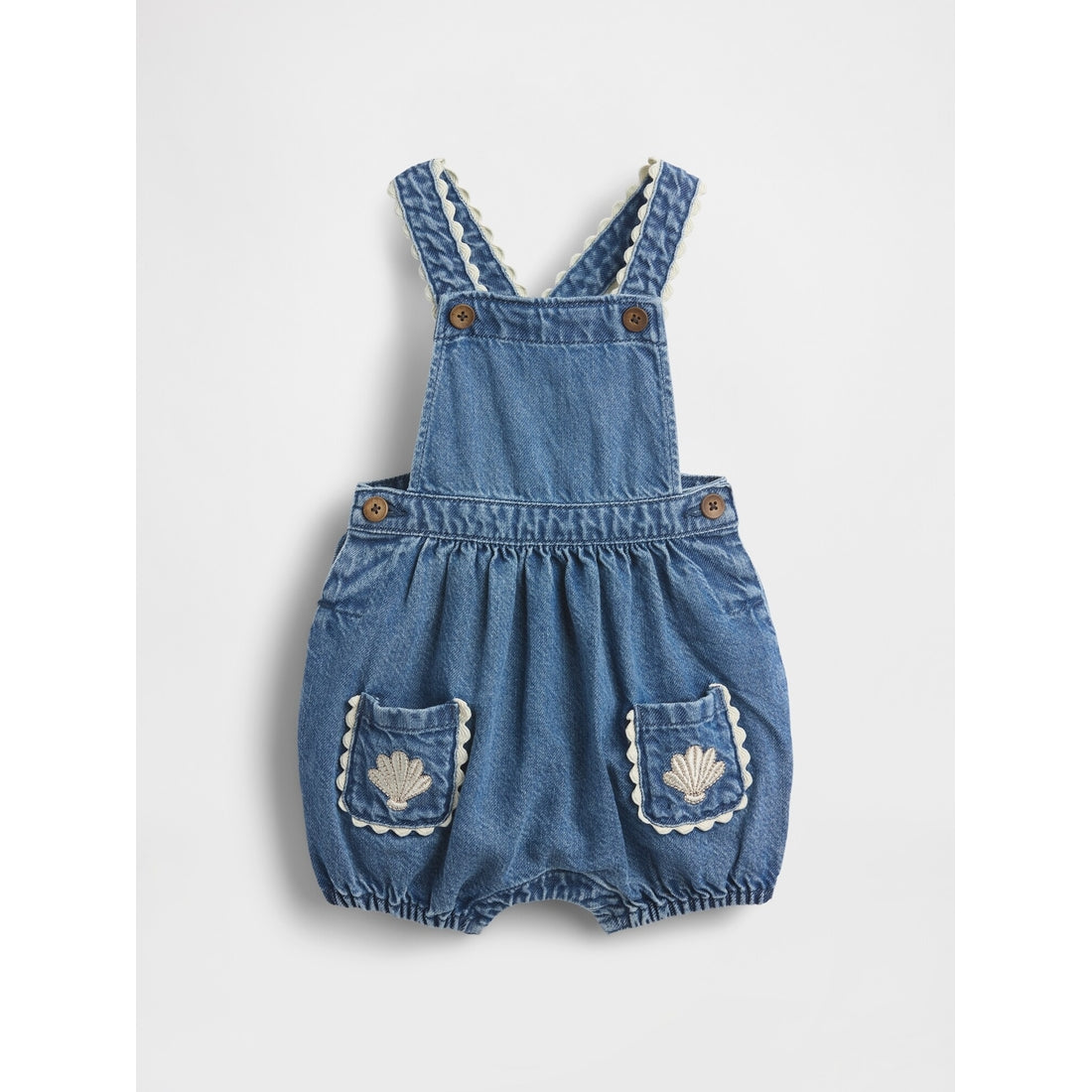 Toddler Denim Stripe Bear Pocket Bubble Overalls
