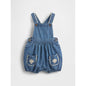 Toddler Denim Stripe Bear Pocket Bubble Overalls