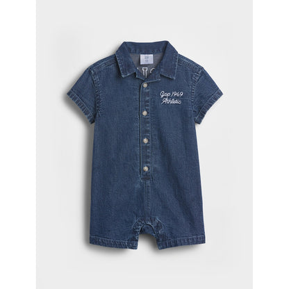 Baby Gingham Denim Colorblock Shorty One-Piece