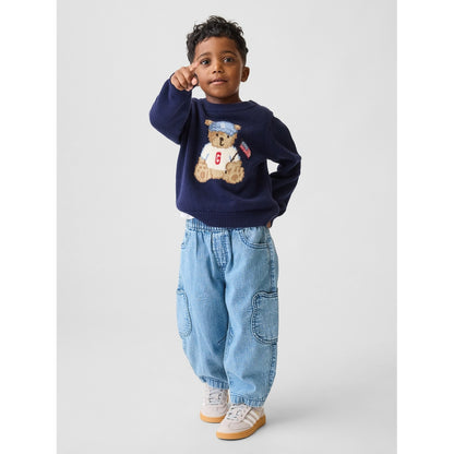 Toddler & Stripe Pull-On Barrel Jeans