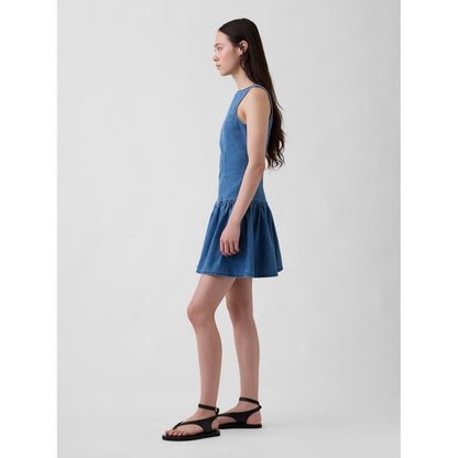 Women's Denim Drop-Waist Mini Dress