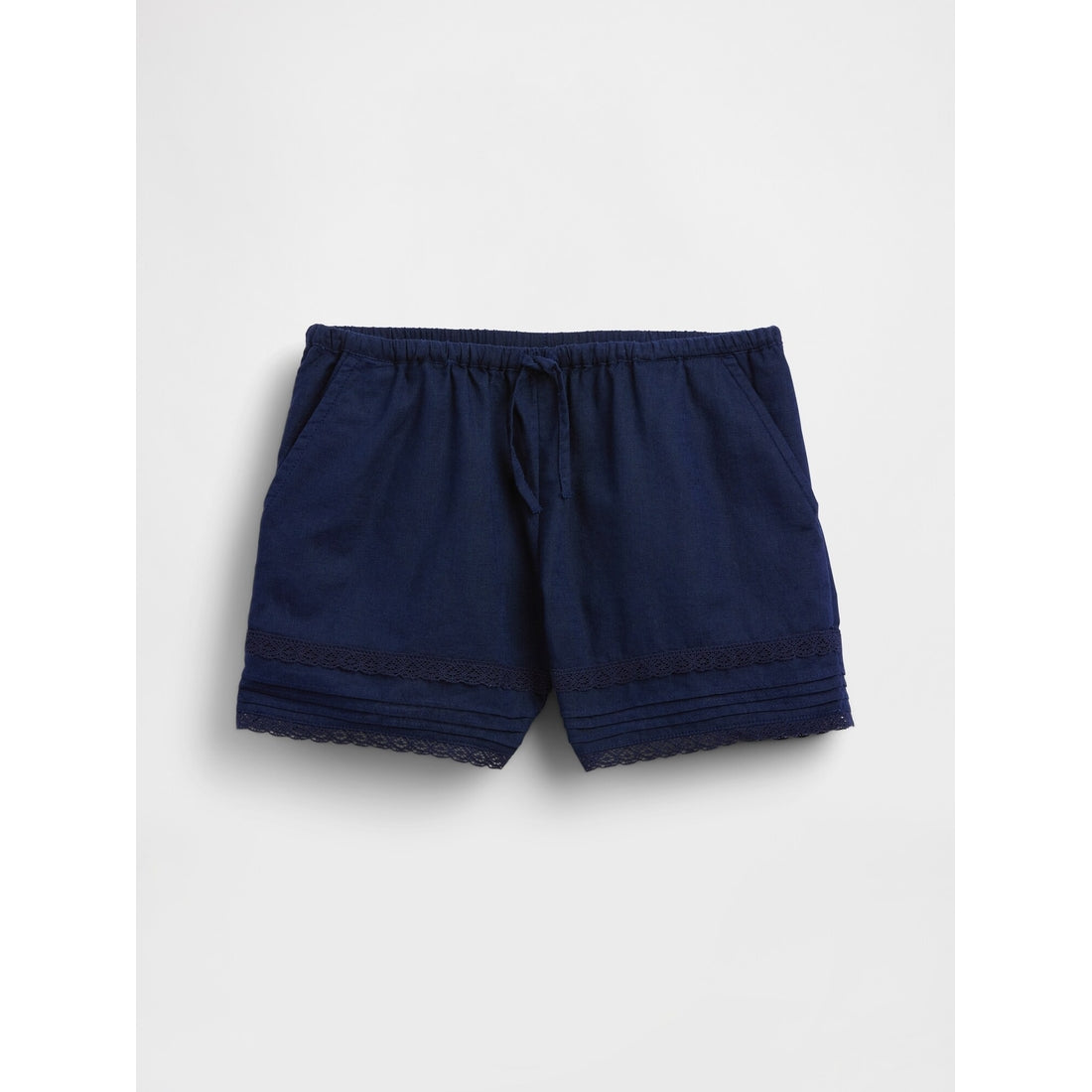 Girls' Linen-Cotton Lace-Trim Easy Shorts