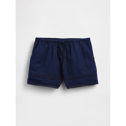 Girls' Linen-Cotton Lace-Trim Easy Shorts