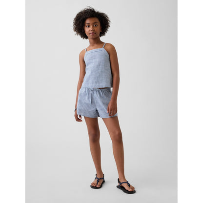 Girls' Linen-Cotton Lace-Trim Easy Shorts