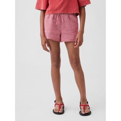 Girls' Linen-Cotton Lace-Trim Easy Shorts