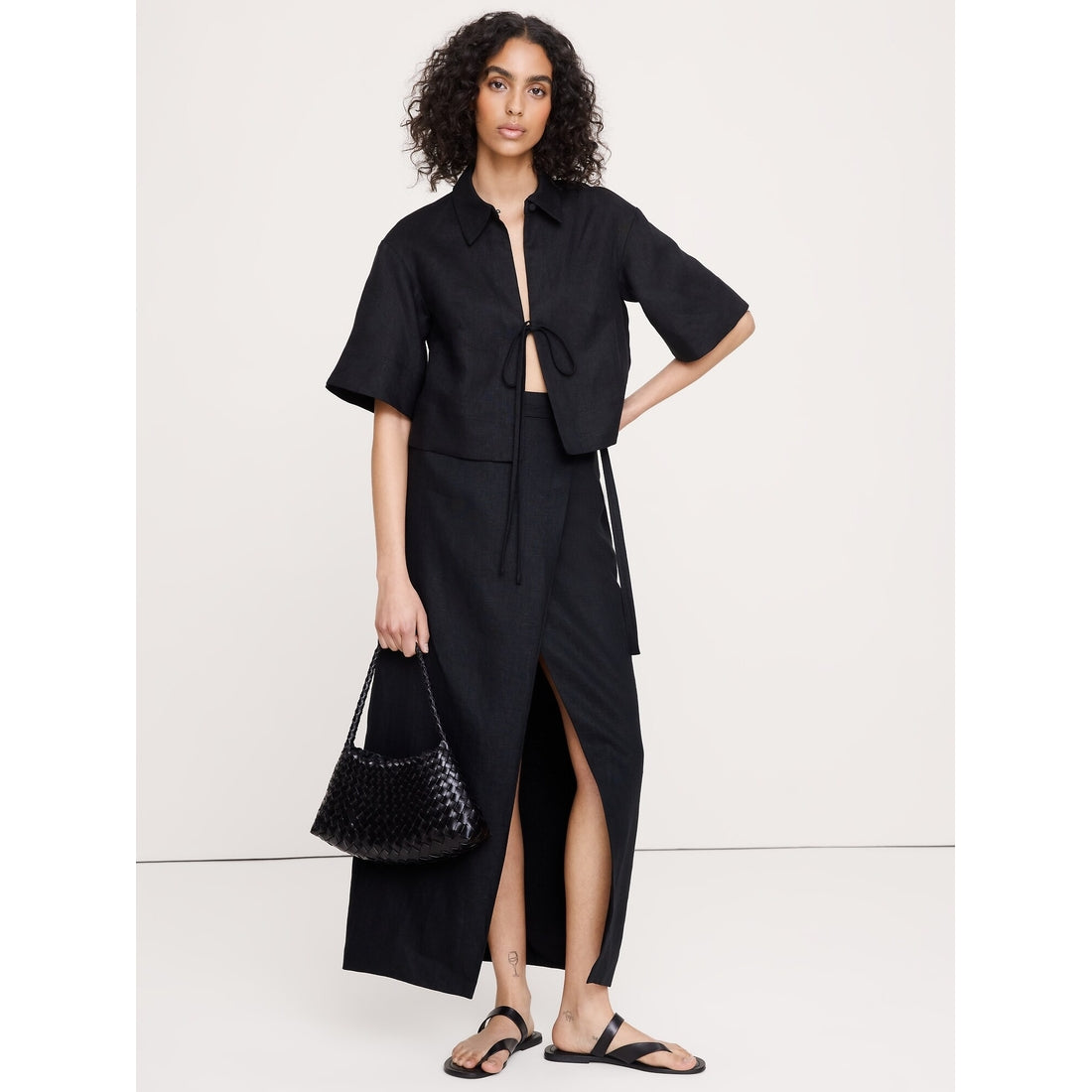 Women's Linen Wrap Maxi Skirt
