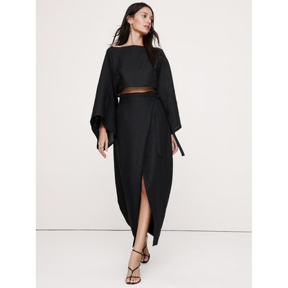 Women's Linen Wrap Maxi Skirt