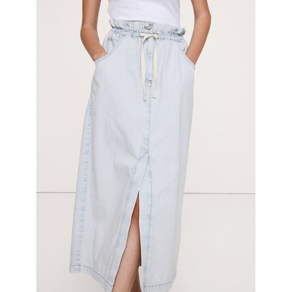 Women's Denim Paperbag Midi Skirt