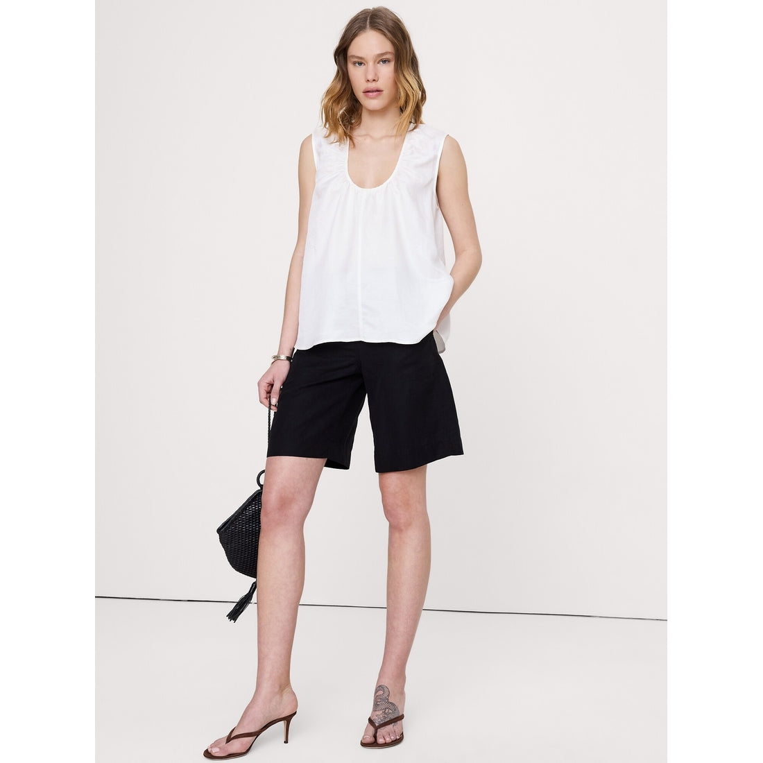 Women's Viscose-Linen Scoop-Neck Tank