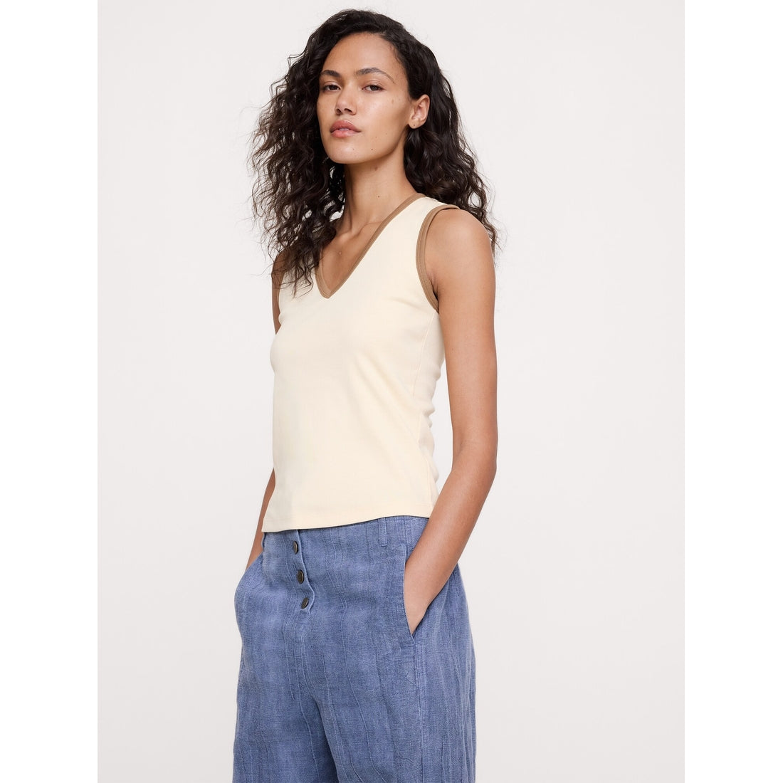 Women's Minimalist Cotton V-Neck Tank