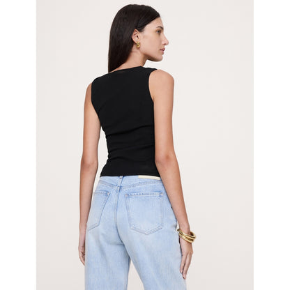 Women's Mesh Twisted-Shoulder Top