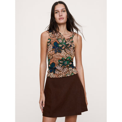 Women's Mesh Twisted-Shoulder Top