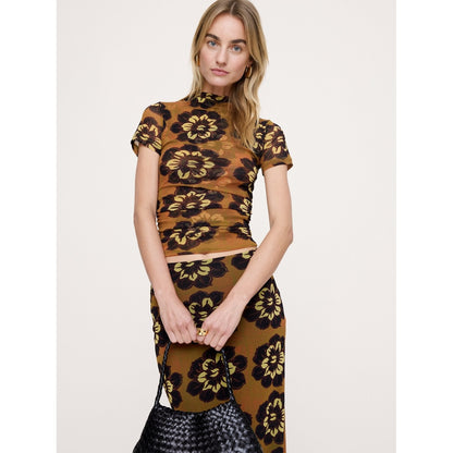 Women's Mesh Mock-Neck Top