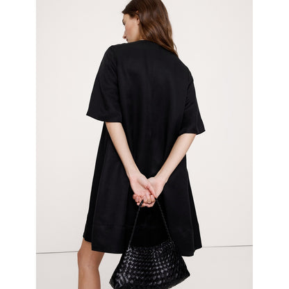 Women's Viscose-Linen Scoop-Neck Mini Dress