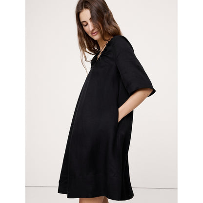 Women's Viscose-Linen Scoop-Neck Mini Dress