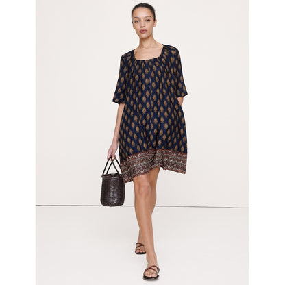 Women's Viscose-Linen Scoop-Neck Mini Dress