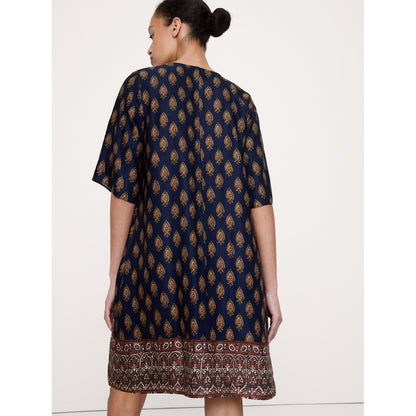 Women's Viscose-Linen Scoop-Neck Mini Dress