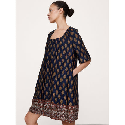 Women's Viscose-Linen Scoop-Neck Mini Dress