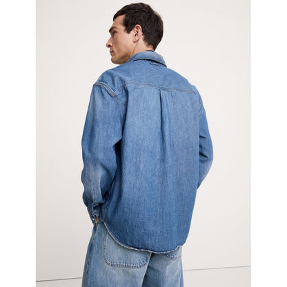 Men's Relaxed-Fit Denim Shirt With Snaps