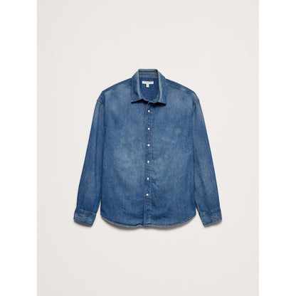 Men's Relaxed-Fit Denim Shirt With Snaps