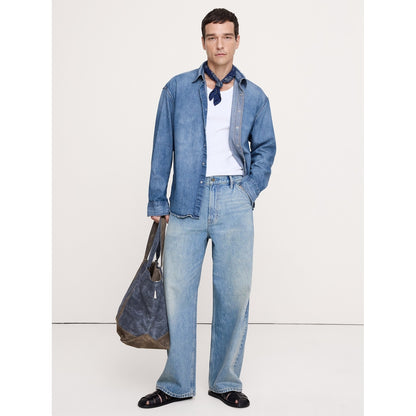 Men's Relaxed-Fit Denim Shirt With Snaps