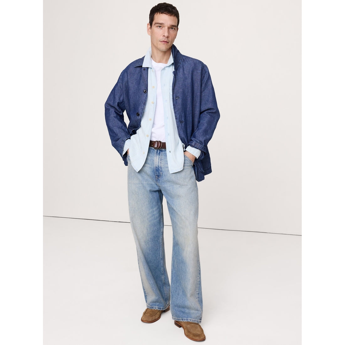 Men's Relaxed-Fit Denim Long-Sleeve Resort Shirt