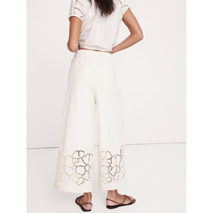 Women's The Pull-On Wide-Leg Ankle Pant In Embroidered Poplin
