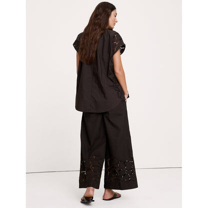 Women's The Pull-On Wide-Leg Ankle Pant In Embroidered Poplin