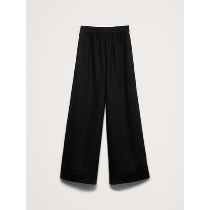 Women's High-Rise Wide-Leg Linen Pull-On Ankle Pant