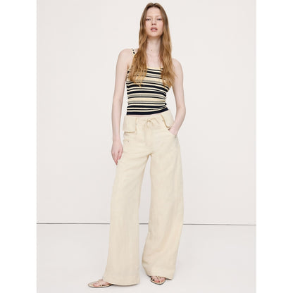 Women's Wide-Leg Tencel™-Linen Pant With Foldover Waistband